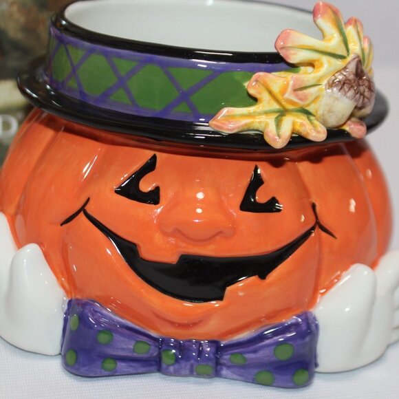 Fitz & Floyd Essentials Derby Hat Pumpkin Candle Cup without Candle - Picture 5 of 14